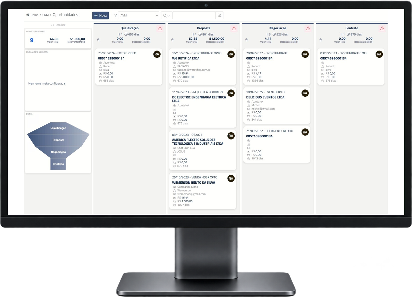 CRM do ERPflex — funil de oportunidades